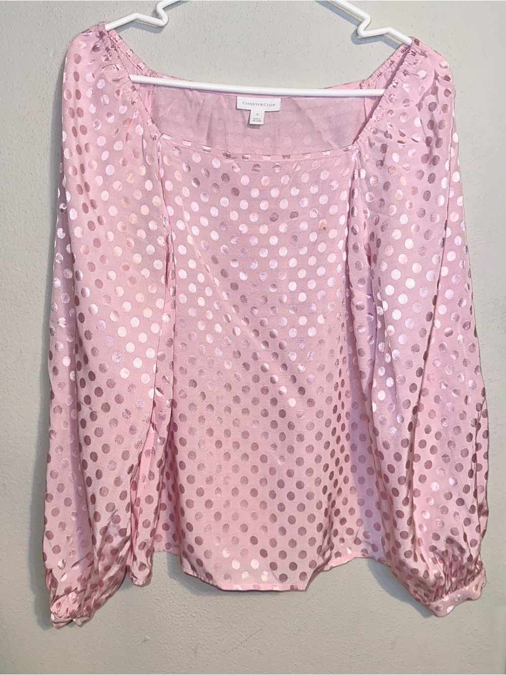 Charter Club Dusty Pink Polka Dot Top